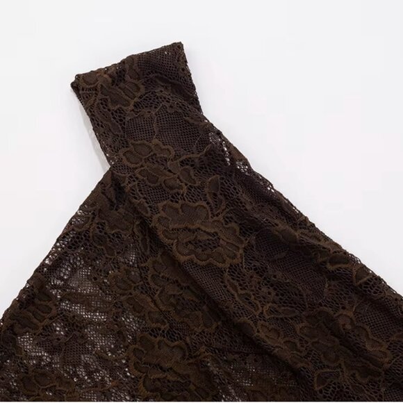 Chocolate Brown Lace-Panel Maxi Dress, brand new – Size Small - Picture 11 of 16